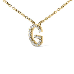 10K Yellow Gold Diamond Accent "A-Z" Block Initial Pendant Necklace