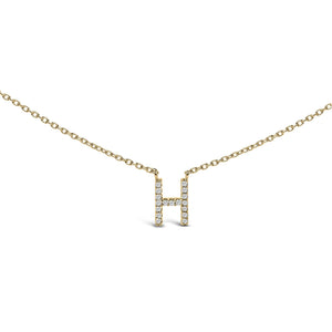 10K Yellow Gold Diamond Accent "A-Z" Block Initial Pendant Necklace