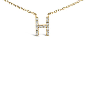 10K Yellow Gold Diamond Accent "A-Z" Block Initial Pendant Necklace