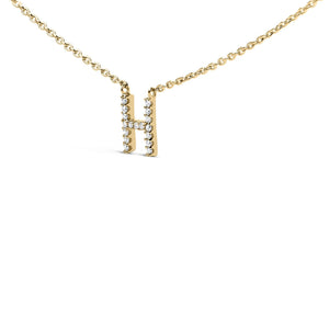 10K Yellow Gold Diamond Accent "A-Z" Block Initial Pendant Necklace