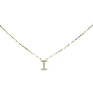 10K Yellow Gold Diamond Accent "A-Z" Block Initial Pendant Necklace