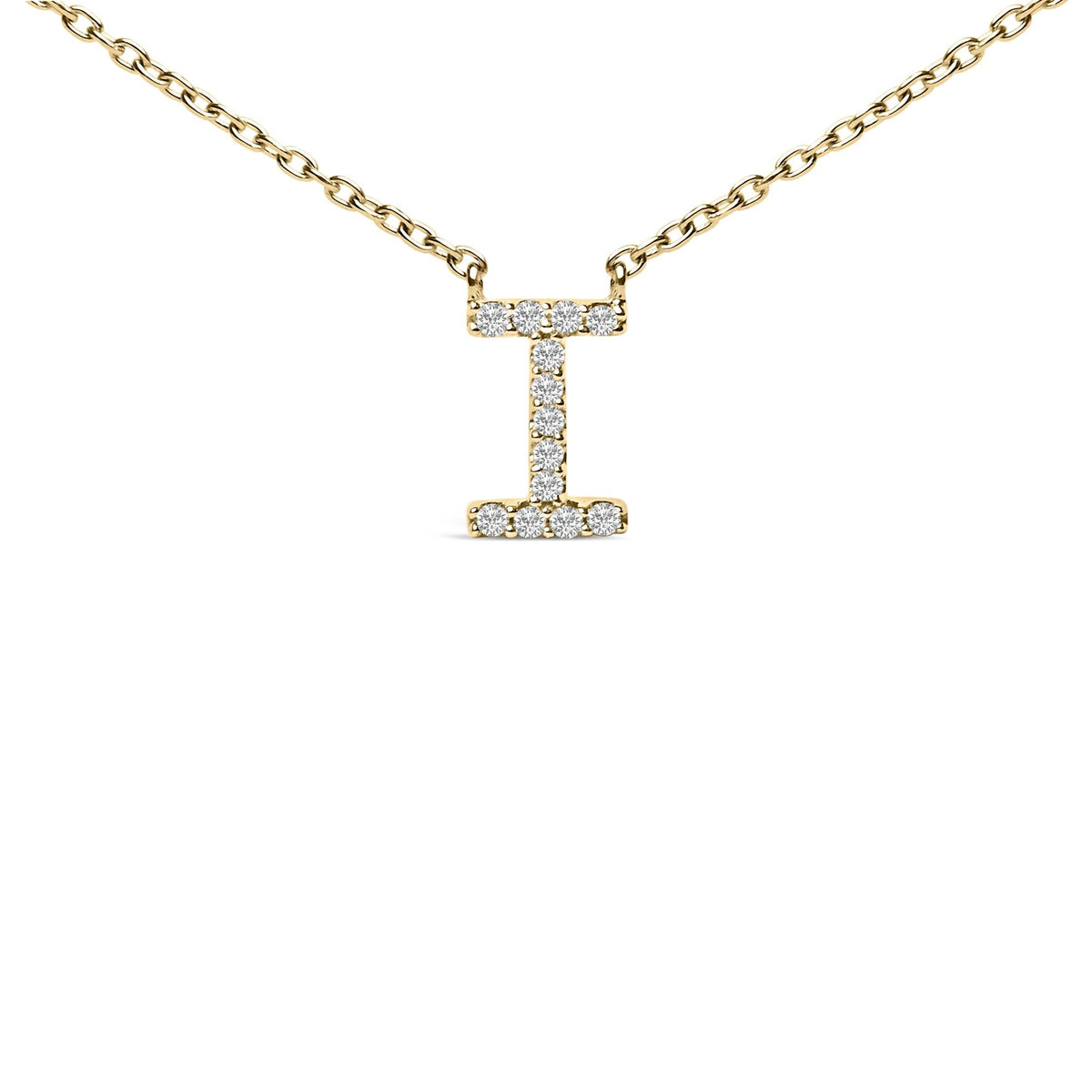 10K Yellow Gold Diamond Accent "A-Z" Block Initial Pendant Necklace