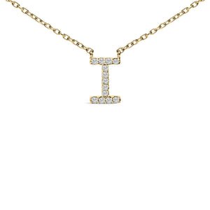 10K Yellow Gold Diamond Accent "A-Z" Block Initial Pendant Necklace