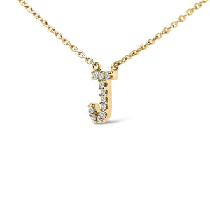 10K Yellow Gold Diamond Accent "A-Z" Block Initial Pendant Necklace