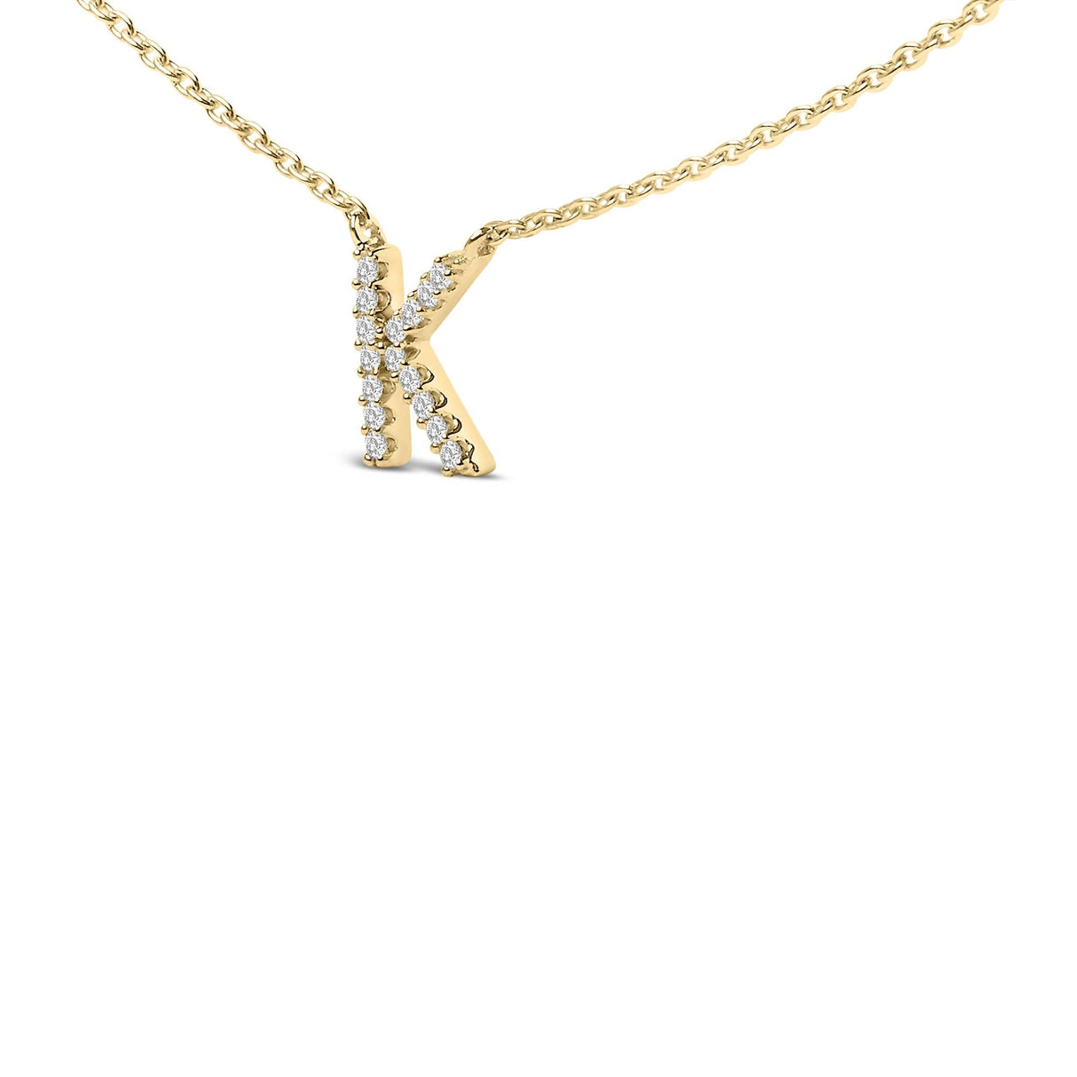 10K Yellow Gold Diamond Accent "A-Z" Block Initial Pendant Necklace