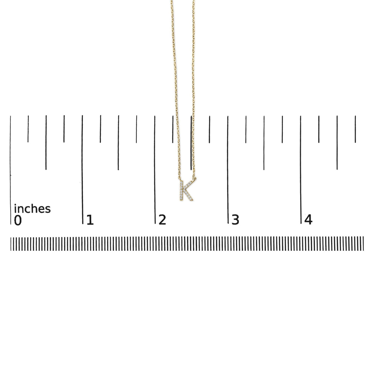 10K Yellow Gold Diamond Accent "A-Z" Block Initial Pendant Necklace