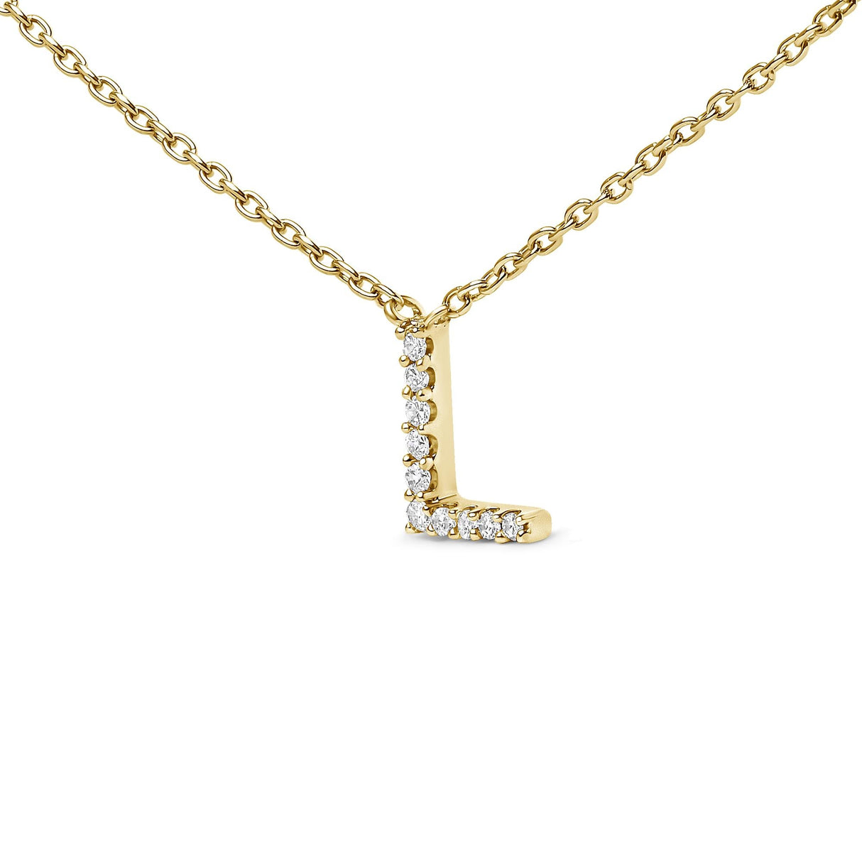 10K Yellow Gold Diamond Accent "A-Z" Block Initial Pendant Necklace