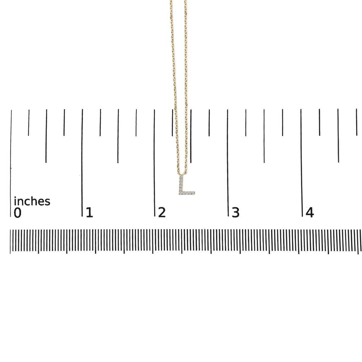 10K Yellow Gold Diamond Accent "A-Z" Block Initial Pendant Necklace