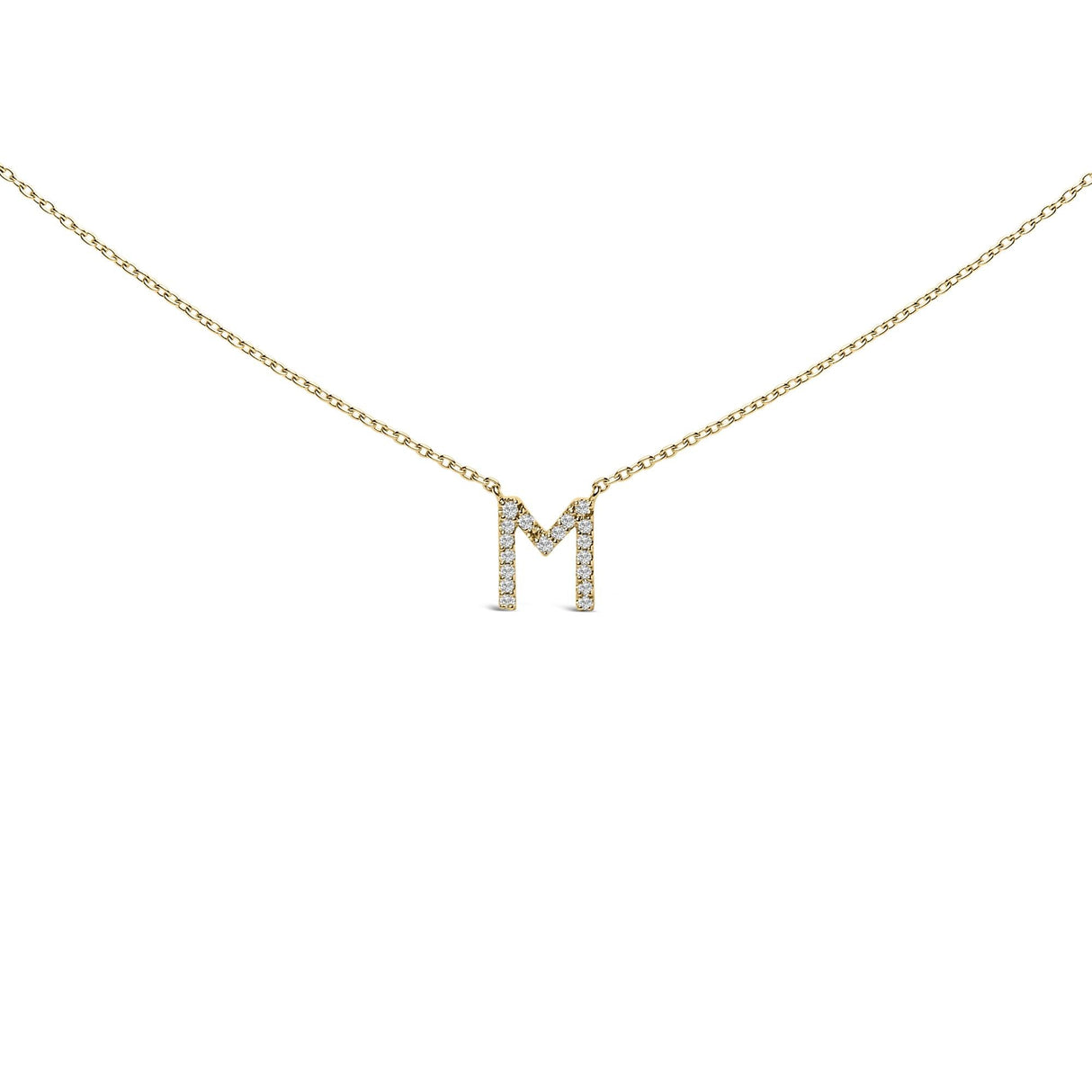 10K Yellow Gold Diamond Accent "A-Z" Block Initial Pendant Necklace