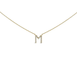 10K Yellow Gold Diamond Accent "A-Z" Block Initial Pendant Necklace