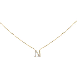 10K White Gold Diamond Accent "A" Block Initial Pendant Necklace