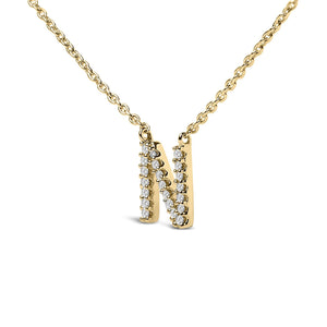 10K Yellow Gold Diamond Accent "A-Z" Block Initial Pendant Necklace