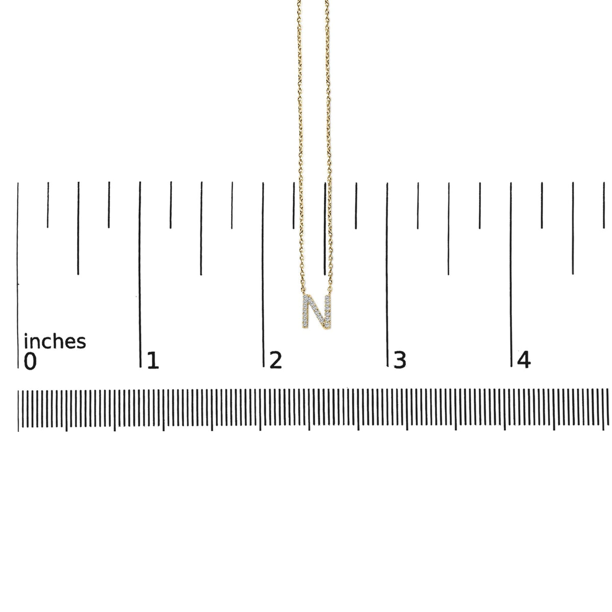 10K Yellow Gold Diamond Accent "A-Z" Block Initial Pendant Necklace
