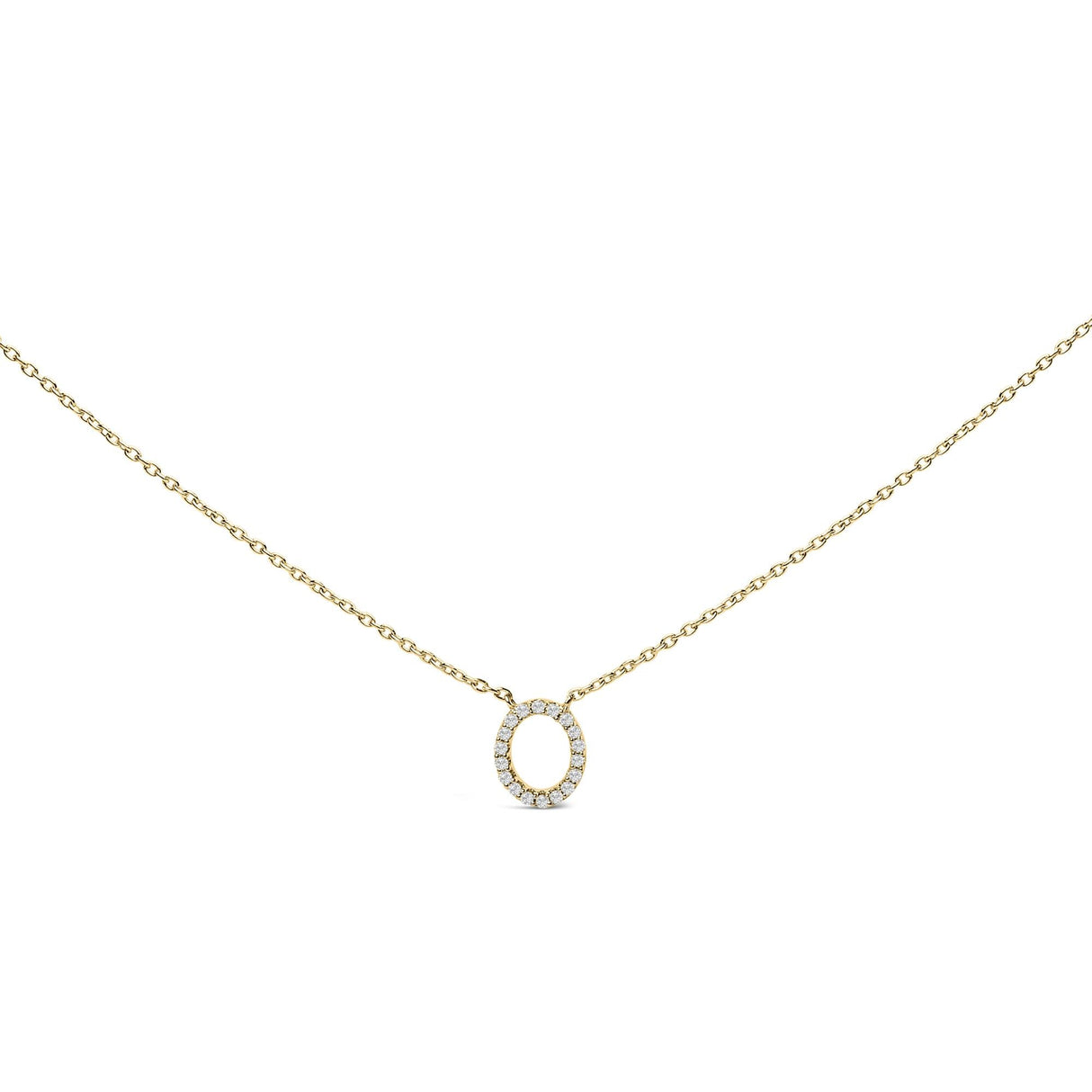 10K Yellow Gold Diamond Accent "A-Z" Block Initial Pendant Necklace