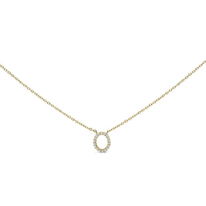 10K Yellow Gold Diamond Accent "A-Z" Block Initial Pendant Necklace