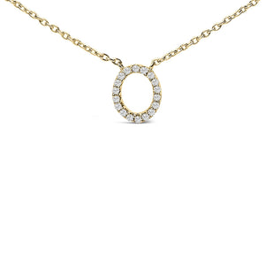 10K Yellow Gold Diamond Accent "A-Z" Block Initial Pendant Necklace