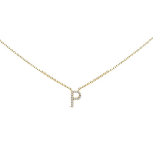 10K Yellow Gold Diamond Accent "A-Z" Block Initial Pendant Necklace