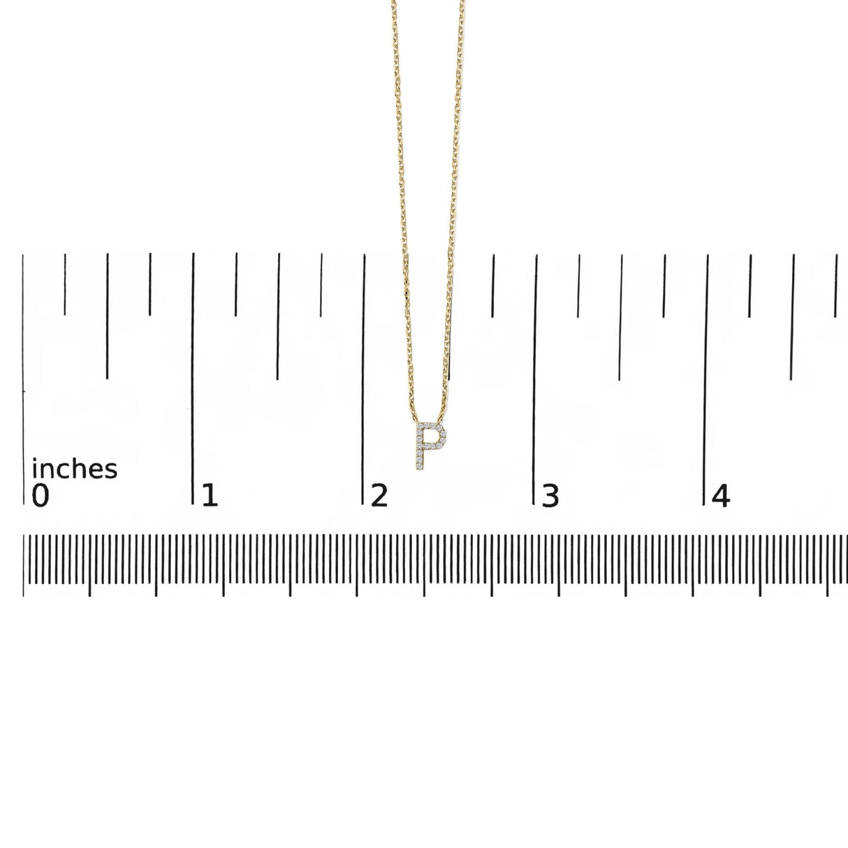 10K Yellow Gold Diamond Accent "A-Z" Block Initial Pendant Necklace