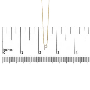 10K Yellow Gold Diamond Accent "A-Z" Block Initial Pendant Necklace