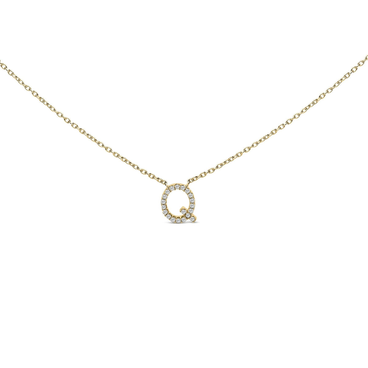 10K Yellow Gold Diamond Accent "A-Z" Block Initial Pendant Necklace