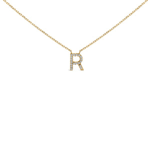 10K White Gold Diamond Accent "A" Block Initial Pendant Necklace