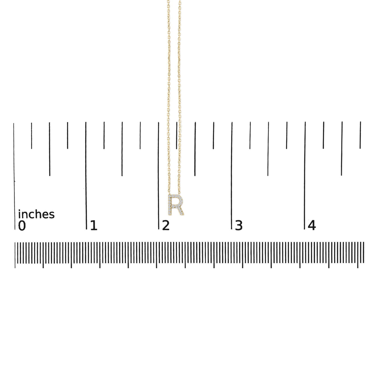 10K Yellow Gold Diamond Accent "A-Z" Block Initial Pendant Necklace