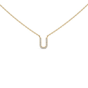 10K White Gold Diamond Accent "A" Block Initial Pendant Necklace