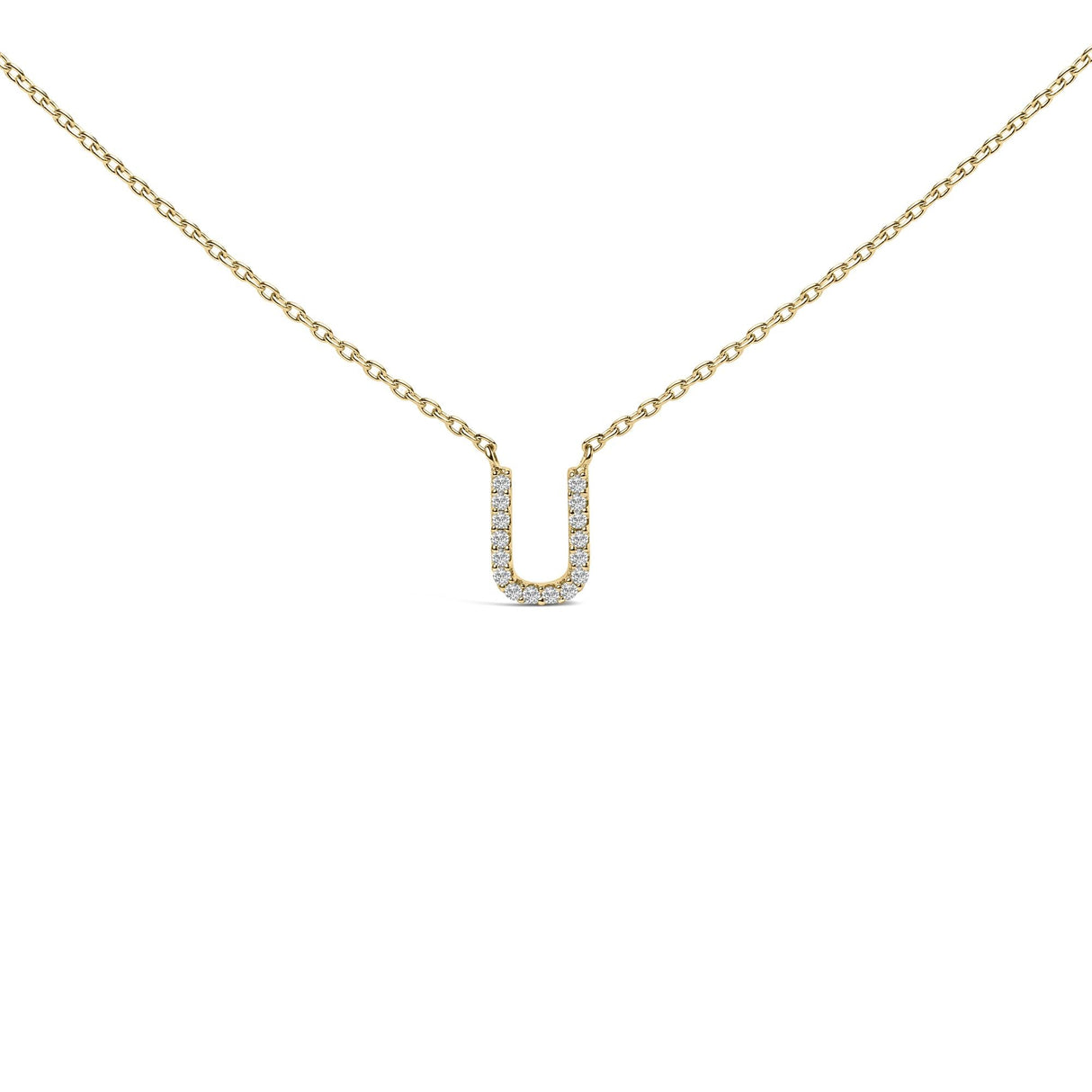 10K Yellow Gold Diamond Accent "A-Z" Block Initial Pendant Necklace
