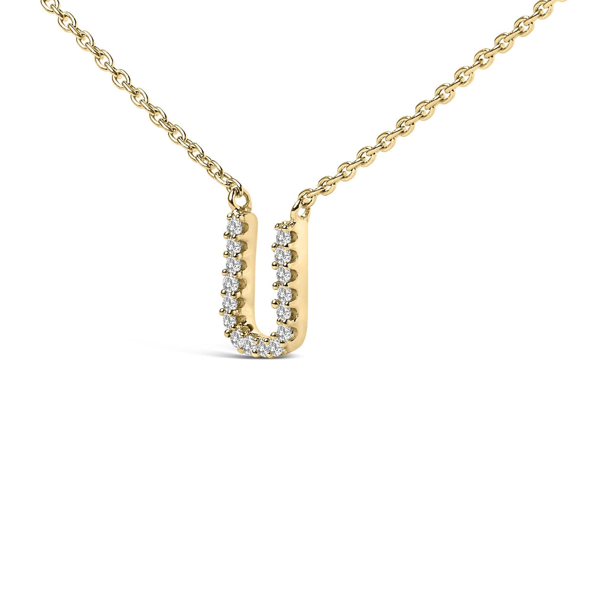 10K Yellow Gold Diamond Accent "A-Z" Block Initial Pendant Necklace