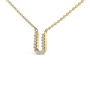 10K Yellow Gold Diamond Accent "A-Z" Block Initial Pendant Necklace