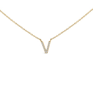 10K White Gold Diamond Accent "A" Block Initial Pendant Necklace