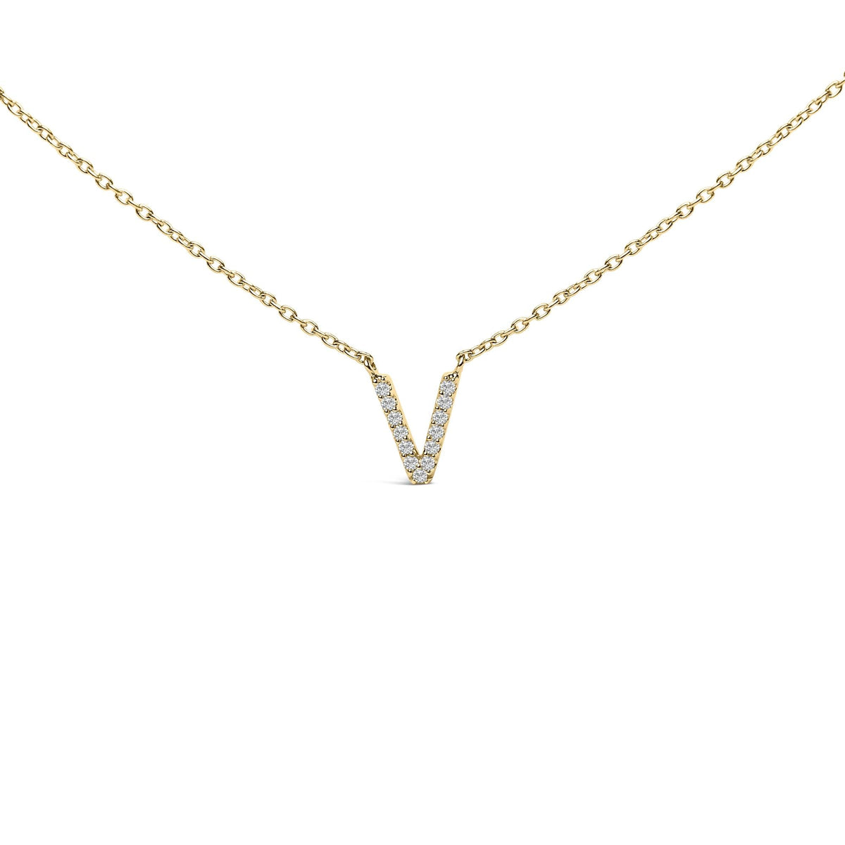 10K Yellow Gold Diamond Accent "A-Z" Block Initial Pendant Necklace