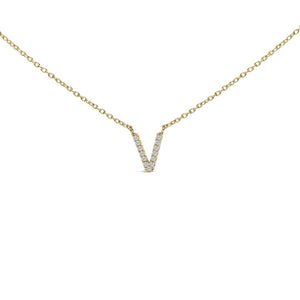 10K Yellow Gold Diamond Accent "A-Z" Block Initial Pendant Necklace