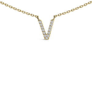 10K Yellow Gold Diamond Accent "A-Z" Block Initial Pendant Necklace