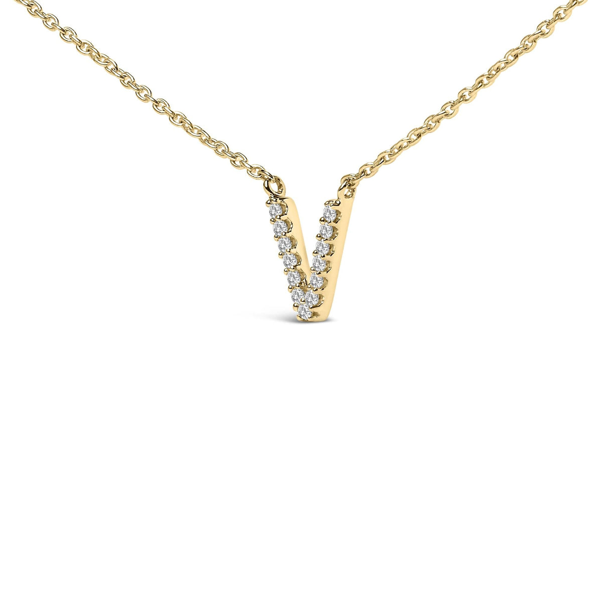 10K Yellow Gold Diamond Accent "A-Z" Block Initial Pendant Necklace