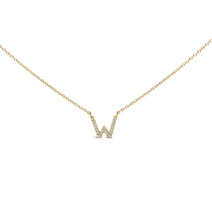 10K White Gold Diamond Accent "A" Block Initial Pendant Necklace