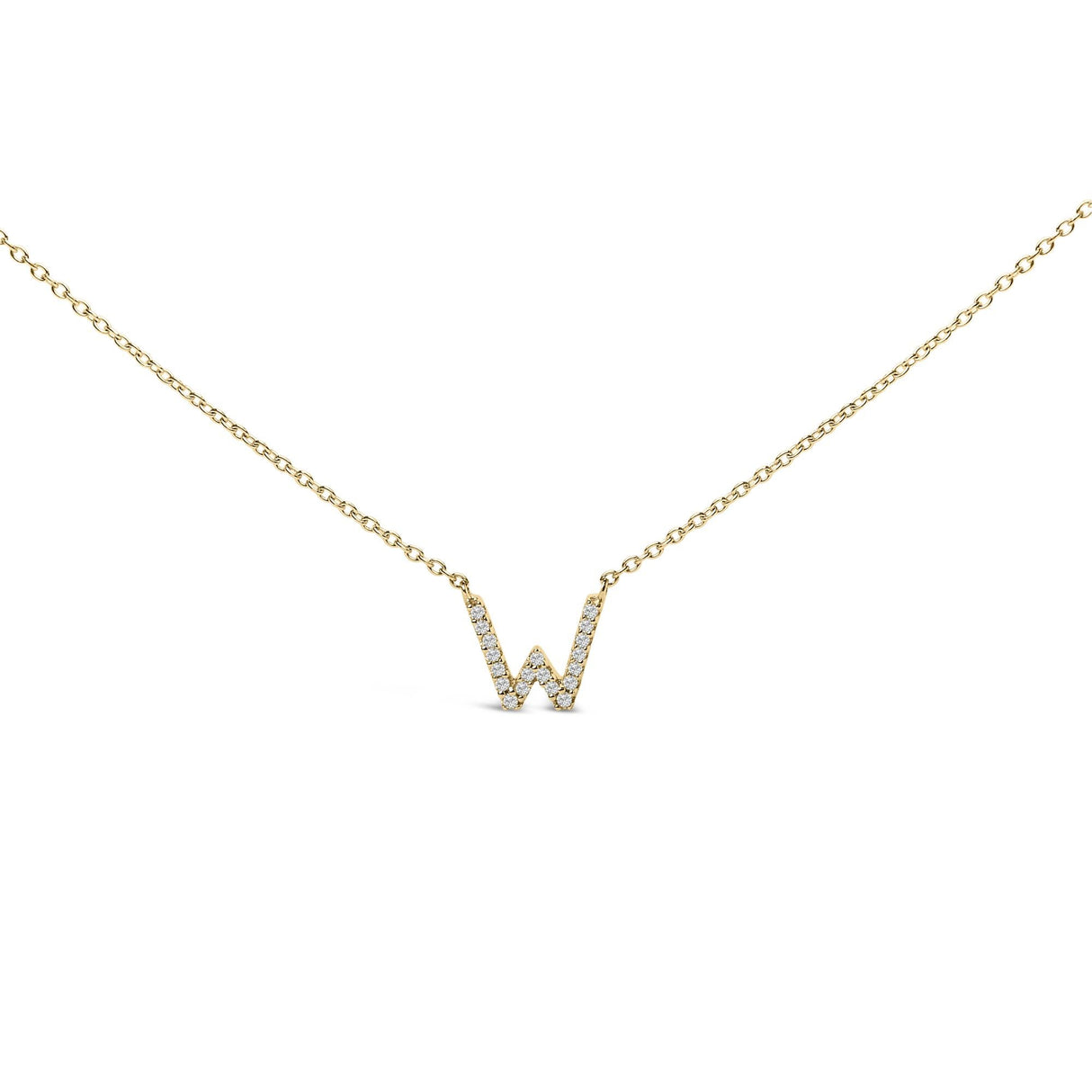 10K Yellow Gold Diamond Accent "A-Z" Block Initial Pendant Necklace