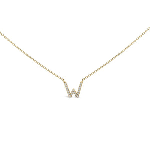 10K Yellow Gold Diamond Accent "A-Z" Block Initial Pendant Necklace