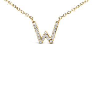 10K Yellow Gold Diamond Accent "A-Z" Block Initial Pendant Necklace