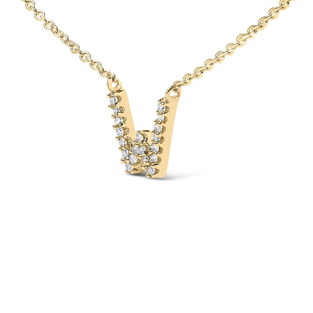 10K Yellow Gold Diamond Accent "A-Z" Block Initial Pendant Necklace