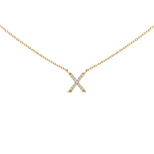 10K White Gold Diamond Accent "A" Block Initial Pendant Necklace