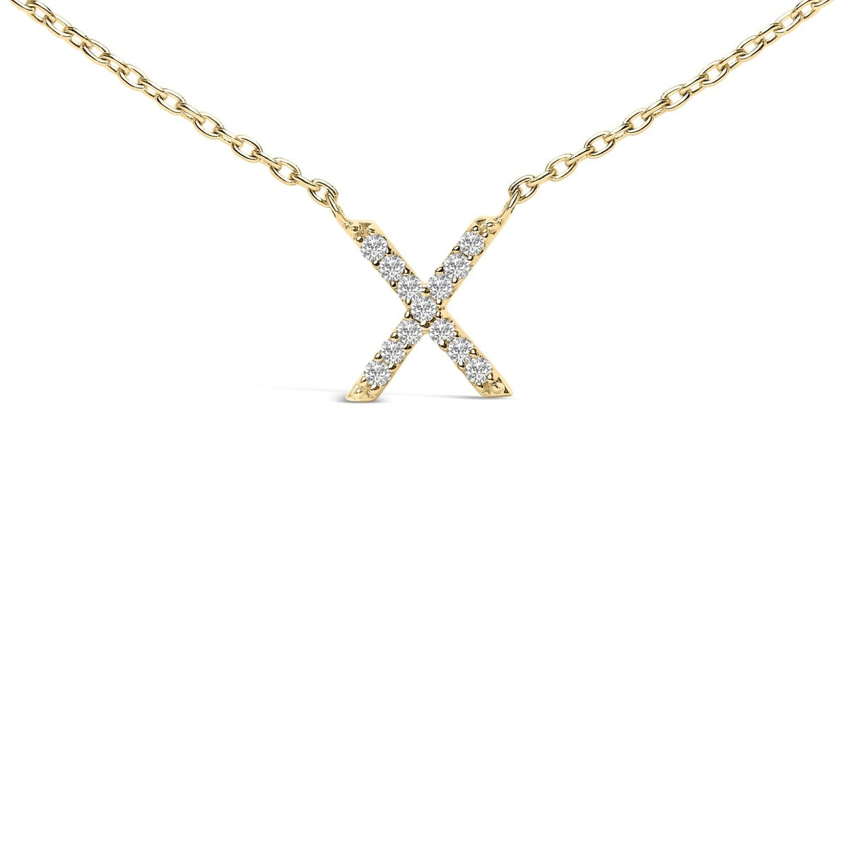 10K Yellow Gold Diamond Accent "A-Z" Block Initial Pendant Necklace