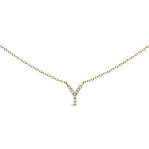 10K Yellow Gold Diamond Accent "A-Z" Block Initial Pendant Necklace