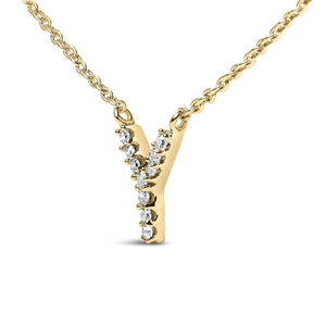 10K Yellow Gold Diamond Accent "A-Z" Block Initial Pendant Necklace