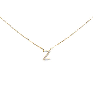 10K White Gold Diamond Accent "A" Block Initial Pendant Necklace