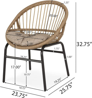 Outdoor Accent Chair with Curved Back and Basket Frame Set of 2