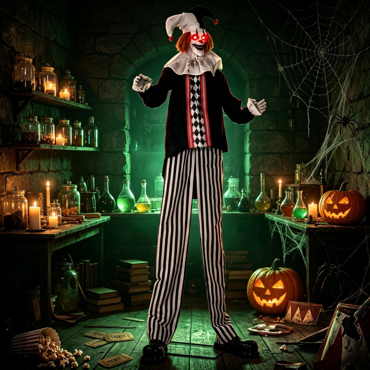 Frightening Giant Clown Prop with Realistic Facial Expressions