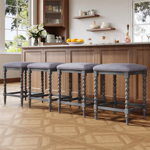 26" Counter Stools Set of 4 with Upholstered Seat