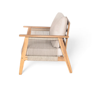 Outdoor 2pc Acacia Wood and Rope Patio Chat Set