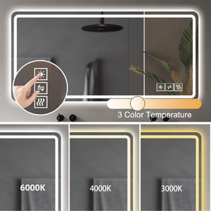 Frameless LED Bathroom Mirror Vanity With Anti Fog Front Lights - Silver